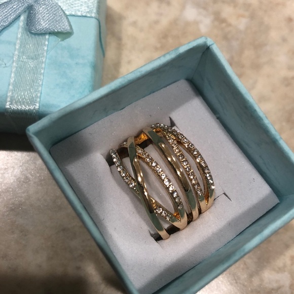 🔥NEW 925 Plated Gold Wrap Ring 💫Sapphire&Sparkles!🔥 - Picture 4 of 6